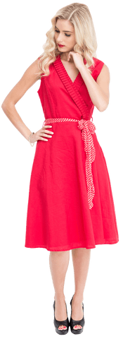 elegant blonde in transparent red dress with polka dot belt - Download Free Stock Videos Pikwizard.com