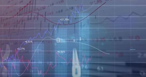 Financial Data Visualization with Charts and Graphs Showing Market Trends