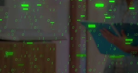 binary code simulation with digital futuristic office background - Download Free Stock Images Pikwizard.com