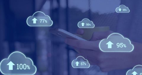 User Engaging Cloud Storage on Smartphone with Progress Indicators - Download Free Stock Images Pikwizard.com