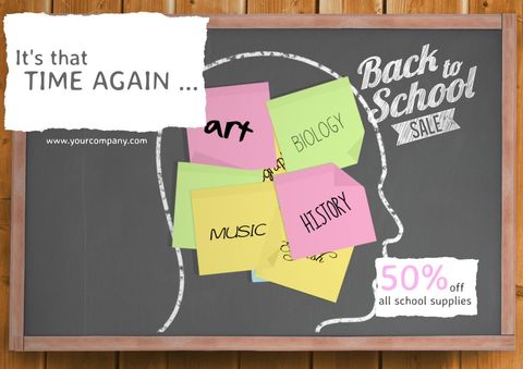 back to school promotion with chalkboard and sticky notes - Download Free Stock Templates Pikwizard.com
