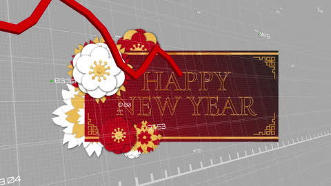 Happy New Year Overlay with Financial Data Visualization