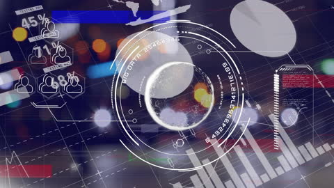 Futuristic Interface with Globe and Data Visuals