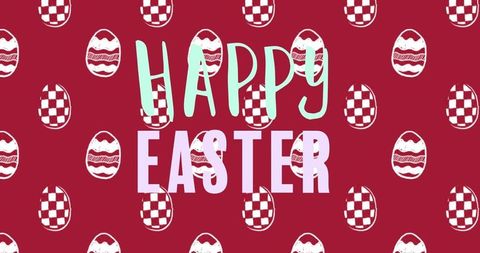 Happy Easter Message with Festive Egg Pattern Background - Download Free Stock Images Pikwizard.com