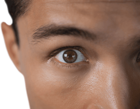 Close-up of Shocked Businessman Eye with Transparent Background