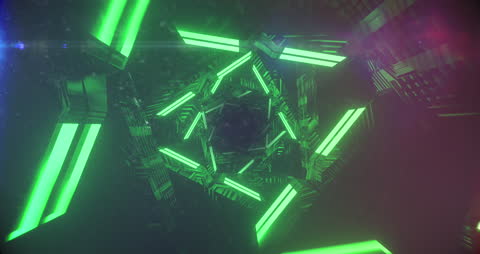 Futuristic Neon Tunnel Concept with Vibrant Geometrics