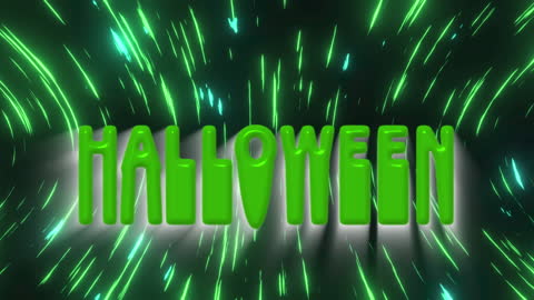 Glowing Halloween Text with Green Light Trails