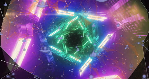 Colorful Digital Tunnel with Glowing Elements