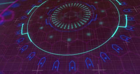 Futuristic digital interface on deep grid background