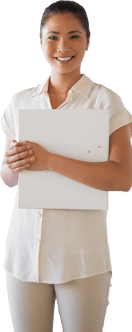 Casual Businesswoman Smiling Holding Transparent Folder - Download Free Stock Videos Pikwizard.com