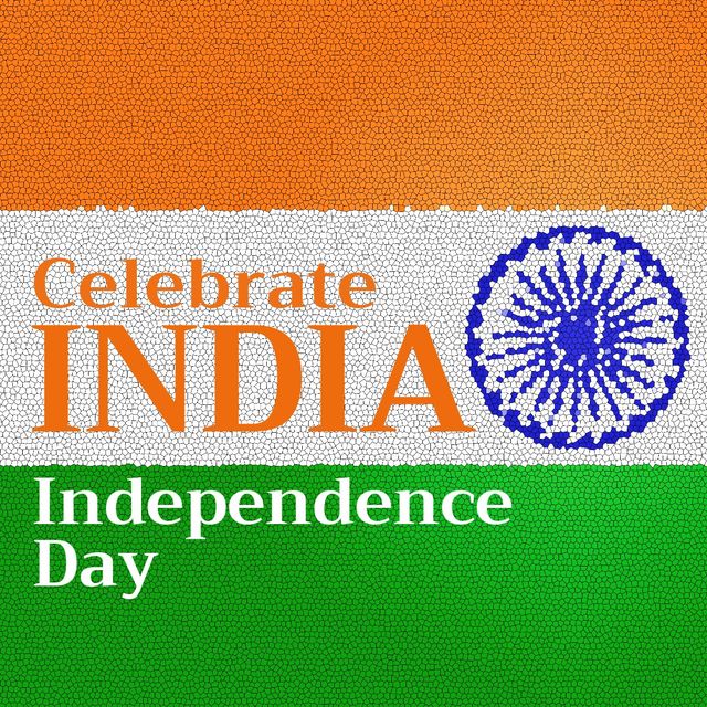 Illustration of celebrate india independence day text with indian national flag, copy space. Vector, patriotism, celebration, freedom and identity concept.
