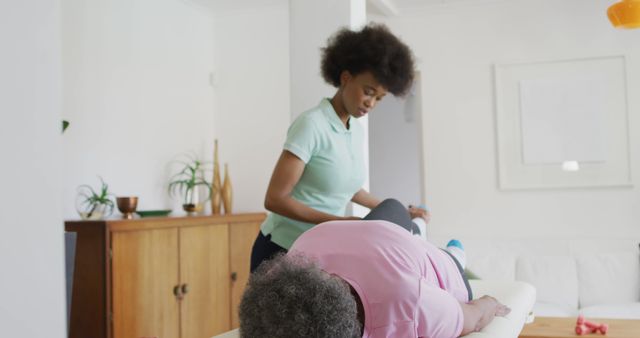 Female Physical Therapist Treating Senior Female Patient at Home - Download Free Stock Images Pikwizard.com