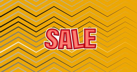 Bold Sale Text on Vibrant Orange Chevron Background