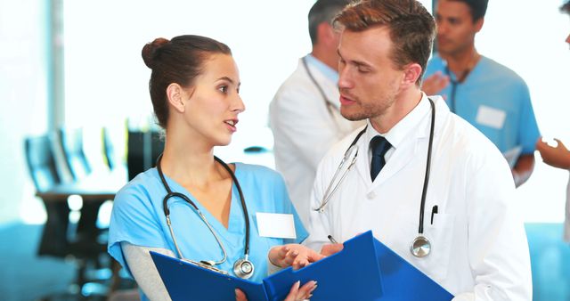 A medical team standing together at hospital reception