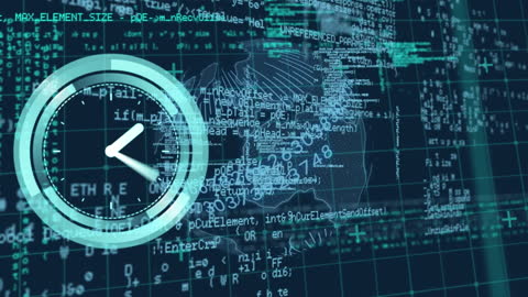 Digital Clock Animation Over Data Matrix on Screen