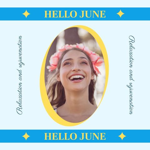 Joyful woman embracing june with fresh summer vibes