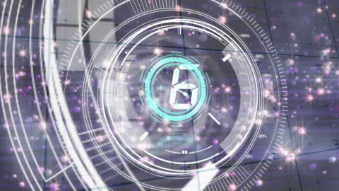 Abstract Digital Clock Interface with Glowing Lights