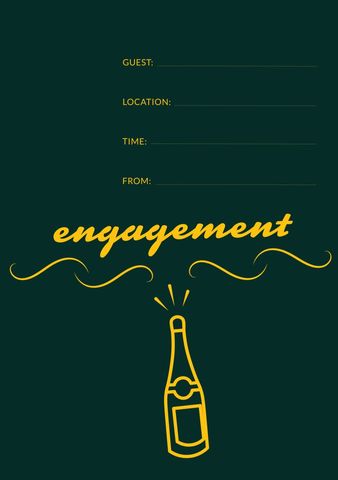 Elegant Engagement Invitation with Champagne Bottle Illustration - Download Free Stock Templates Pikwizard.com