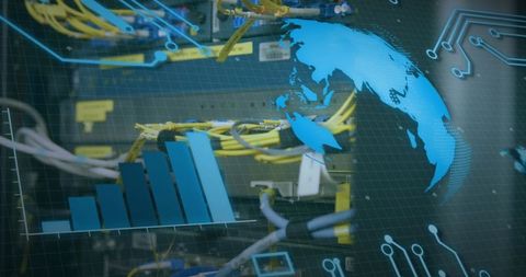 Digital Globe and Data Visualization in Computer Server Environment - Download Free Stock Images Pikwizard.com
