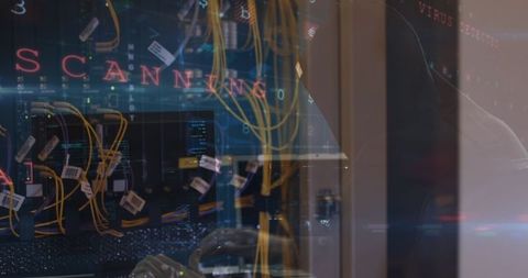 Cybersecurity Analysis in Data Center with Digital Overlay - Download Free Stock Images Pikwizard.com