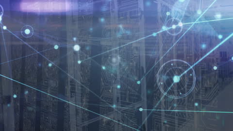 Digital Networking Overlay in Modern Server Room Setup