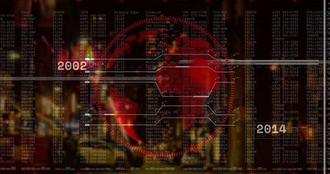 Futuristic digital globe hud interface with data visualization