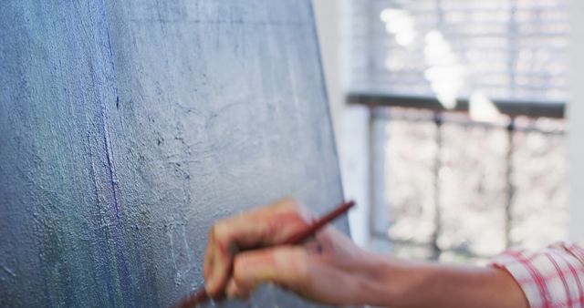 Person Painting Abstract Art in Sunlit Studio - Download Free Stock Images Pikwizard.com