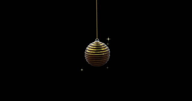 Elegant Black and Gold Christmas Bauble with Sparkles - Download Free Stock Images Pikwizard.com