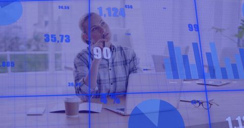 Businesswoman analyzing digital financial data insights