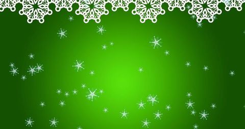 Festive Snowflakes and Stars on Green Background for Holiday Cheer