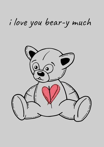 Cute Sketched Teddy Bear with Heart and Love Message - Download Free Stock Templates Pikwizard.com