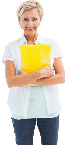 smiling mature professional holding yellow folder transparent background - Download Free Stock Videos Pikwizard.com