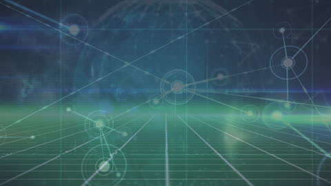 Digital Network Connections Over Globe Conceptual Animation
