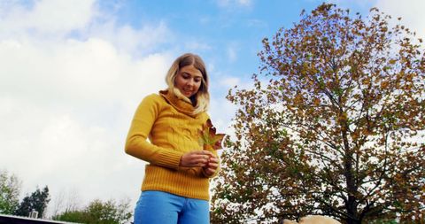 Teen Girl and Her Dog in Countryside During Autumn