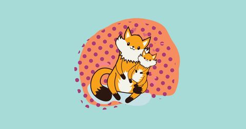 Adorable Fox Family Embracing with Playful Design - Download Free Stock Images Pikwizard.com