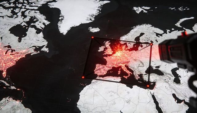 European heatmap network with quad node overlay and projector highlighting hotspots