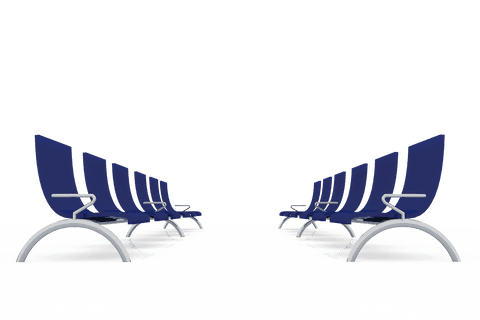 Blue waiting room seats on transparent background vector illustration