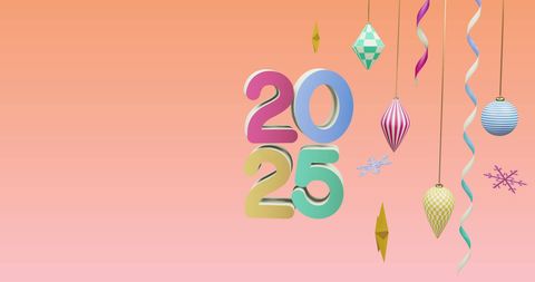 2025 New Year Celebration with Colorful Ornaments