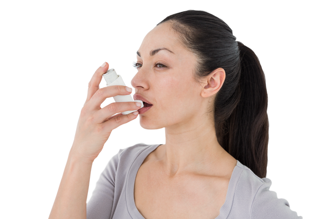 Transparent Image of Asthmatic Woman Using Inhaler - Download Free Stock Videos Pikwizard.com