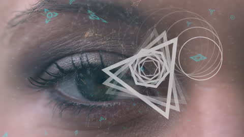Close-Up of Eye with Futuristic Interface Animation