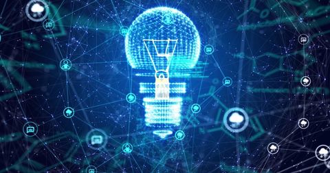 Futuristic Digital Light Bulb with Cloud Data Processing - Download Free Stock Images Pikwizard.com