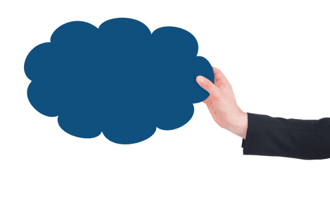 Businessman Holding Cloud Concept with Transparent Copy Space