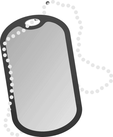 Metal identification tag with chain on transparent background
