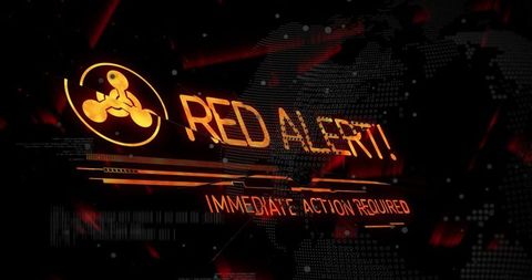 Flashing red alert hud warning graphic pulsing biohazard emblem immediate action required