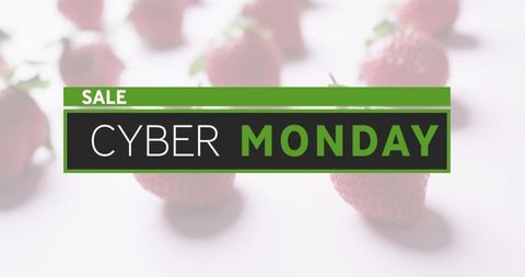 Cyber monday sale banner with strawberries and vibrant design