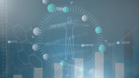 Futuristic DNA Animation with Data Graphics and Hologram Interface
