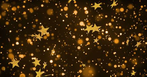 Golden Starry Night Effect on Black Background