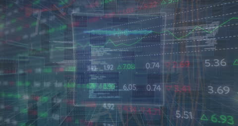 Futuristic Digital Financial Data Dashboard Display
