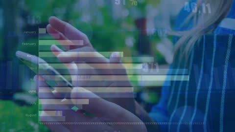 Woman Engaging with Digital Data in Greenhouse