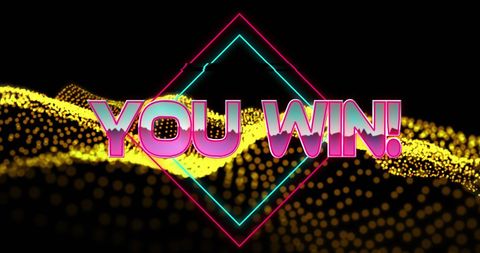 You win graphic with digital neon vibes